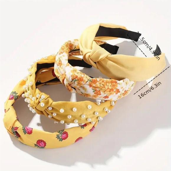 Green Decorative Floral Wide Brimmed Headbands ~ Bundle of 4 - Picture 2 of 2